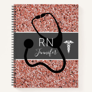 Carnet Infirmière Médicale Rose Gold Nom de la Parties 