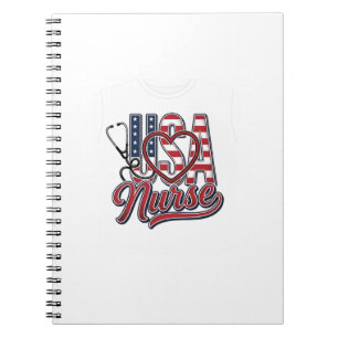 Carnet Infirmière Patriotique USA Cœur Chemise Stethoscop