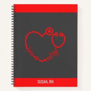 Carnet Infirmière Stethoscope Coeur Moderne Nom personnal