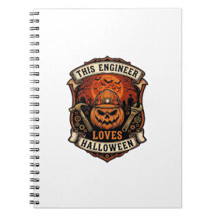 Carnet Ingénieur Aime Halloween Citrouille Casque Marteau
