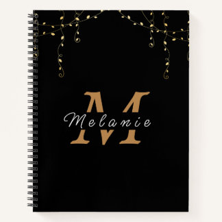 Carnet Initiale Black & Gold personnalisée