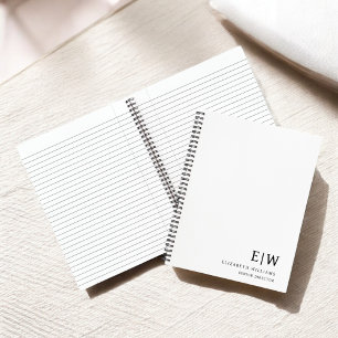 Carnet Initiale de monogramme blanc professionnel d'entre