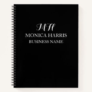 Carnet Initiale de monogramme noir professionnel pour les