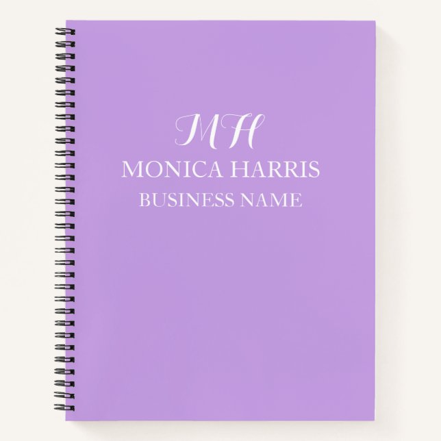 Carnet Initiale professionnelle en monogramme violet pour (Devant)
