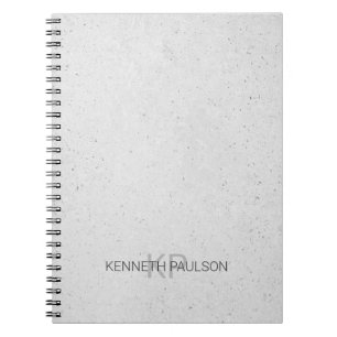 Carnet Initiales de nom masculines minimalistes en béton