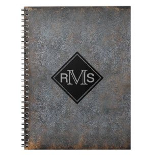 Carnet Initiales décorées d'un monogramme en cuir