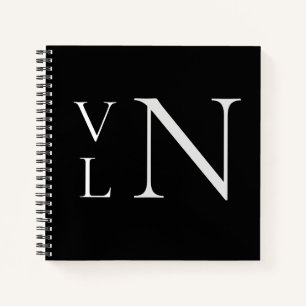 Carnet Initiales Monogrammes Customisés Noir