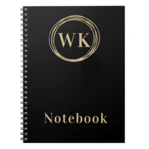 Carnet Initiales Monogrammes modernes Cercles d'or noir