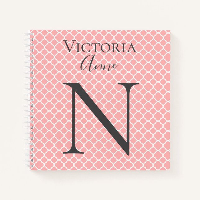 Carnet Initiales Monogrammes Nom Abstrait Plutôt (Devant)