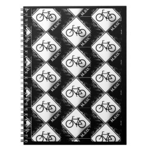 Carnet Initiales Monogrammes sur Motif Vélo Noir et Blanc
