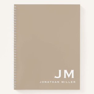 Carnet Initiales pour monogramme blanc beige professionne