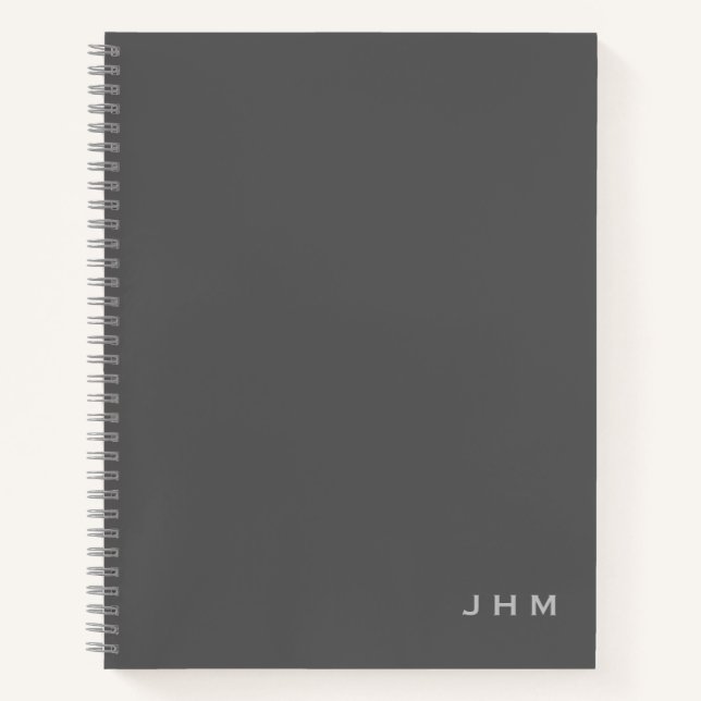 Carnet Initiales professionnelles minimes en gris (Devant)