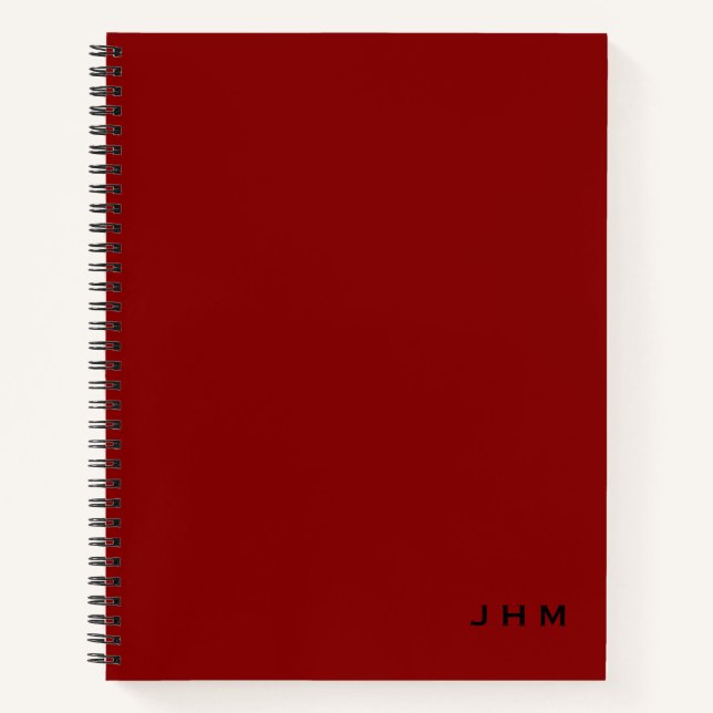 Carnet Initiales professionnelles minimes en noir rouge (Devant)