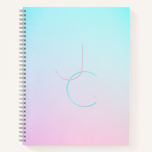 Carnet Initiales superposées modernes 2 | Turquoise Rose (Devant)