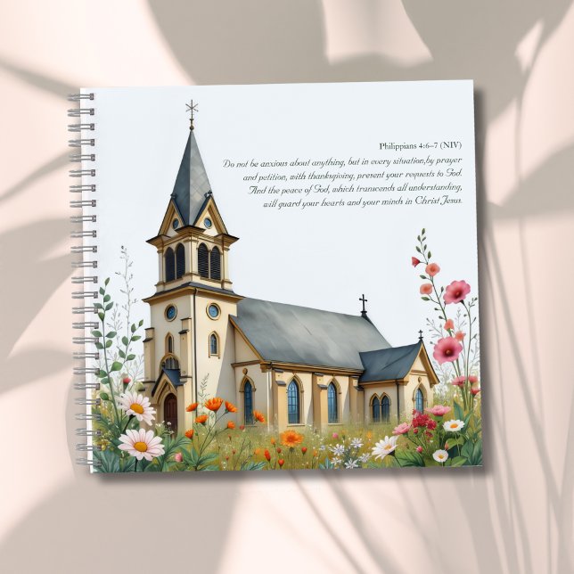 Carnet Inspiration Bible Verse Aquarelle Eglise (Inspirational Bible Verse Watercolor Church Notebook)