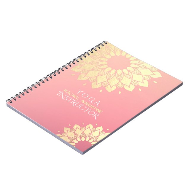 Carnet Instructeur de méditation Yoga Gold Mandala Fleurs (Côté gauche)
