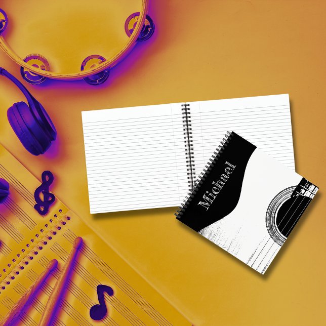 Carnet Instrument de musique Guitare Abstraite Noir Blanc (Créateur téléchargé)