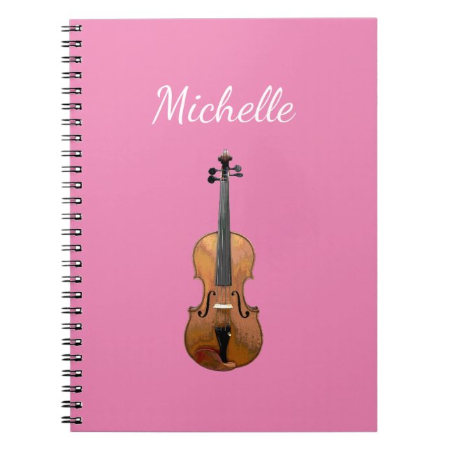 Carnet Instrument de musique violon fille rose (Devant)