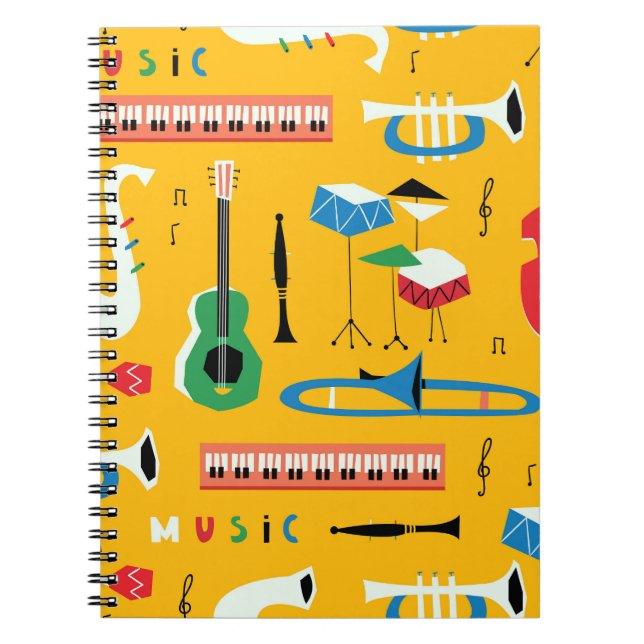Carnet Instruments de musique : Jaune du milieu du siècle (Devant)