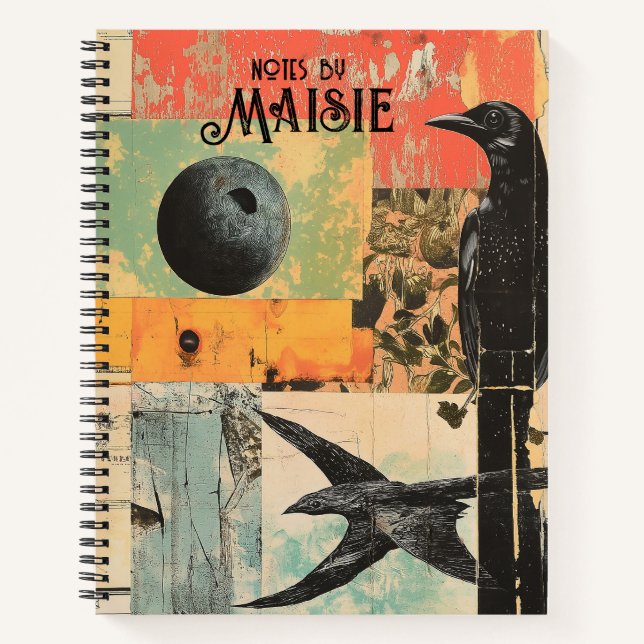 Carnet Intriguant collage d'art avec Black Crow (Devant)