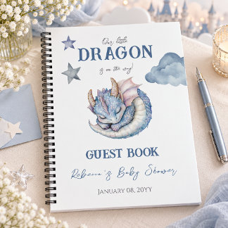 Carnet Invité à la Baby Shower du Dragon de Rêve Bleu de