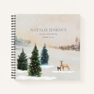 Carnet invité du Baby shower Woodland d'hiver