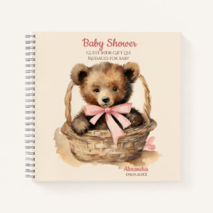 Carnet Invité Liste de cadeaux Bébé Ours Fille Baby showe