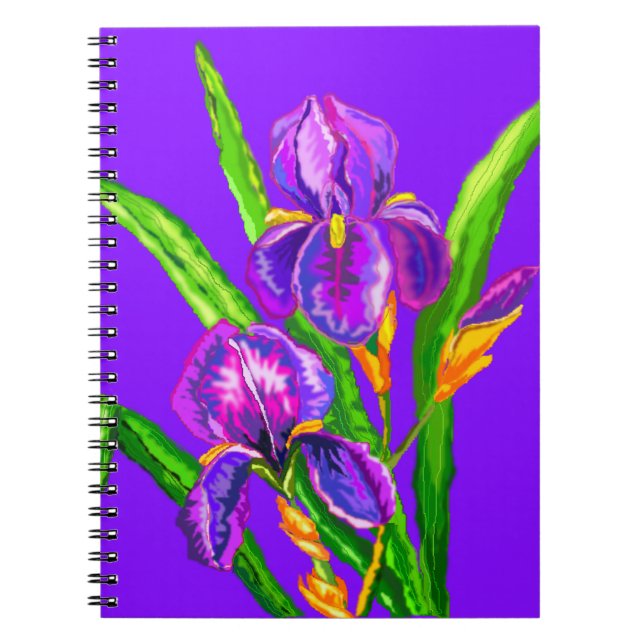 Carnet Iris Flower - Purple - Ajouter Votre Photo /Texte  (Devant)