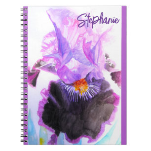 Carnet Iris Violets Irides Fleur Aquarelle Couleurs Paste