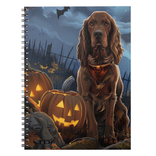Carnet Irish Red Setter Halloween Éffrayant (Devant)