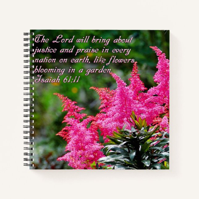 Carnet Isaïe 61:11 Pink Floral Inspirational (Devant)