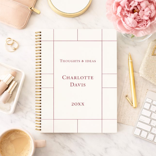 Carnet Ivory burgundy checked modern (Créateur téléchargé)
