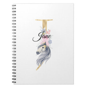 Carnet J lettre nom personnalisé monogramme avec cheval