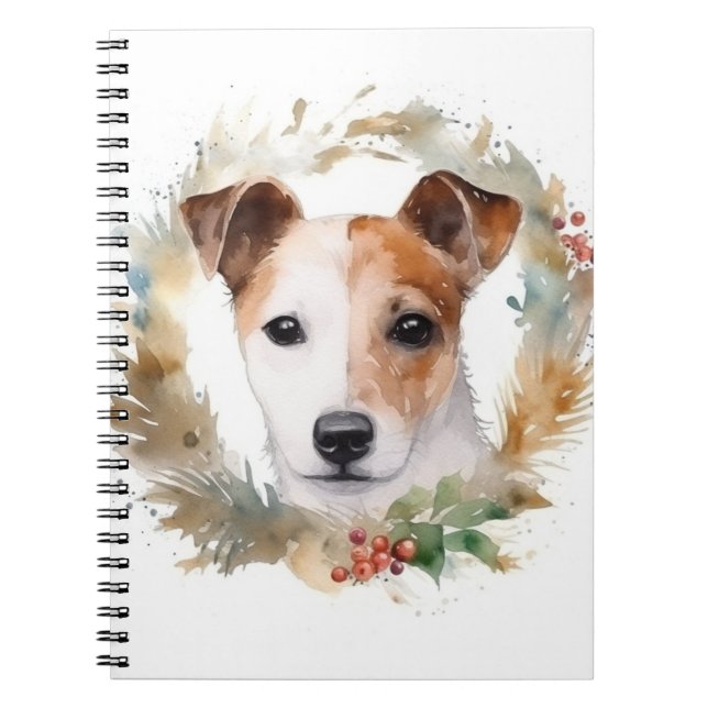 Carnet Jack Russell Christmas Wreath Festive Pup (Devant)