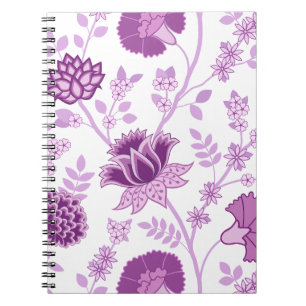 Carnet Jacobean Floral Lg Motif rose sur blanc