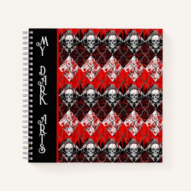 Carnet Jacquard à fil barbelé Saigner rouge noir blanc (Devant)