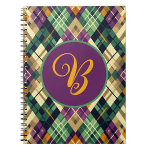 Carnet Jacquard Mardi Gras jaune violet vert