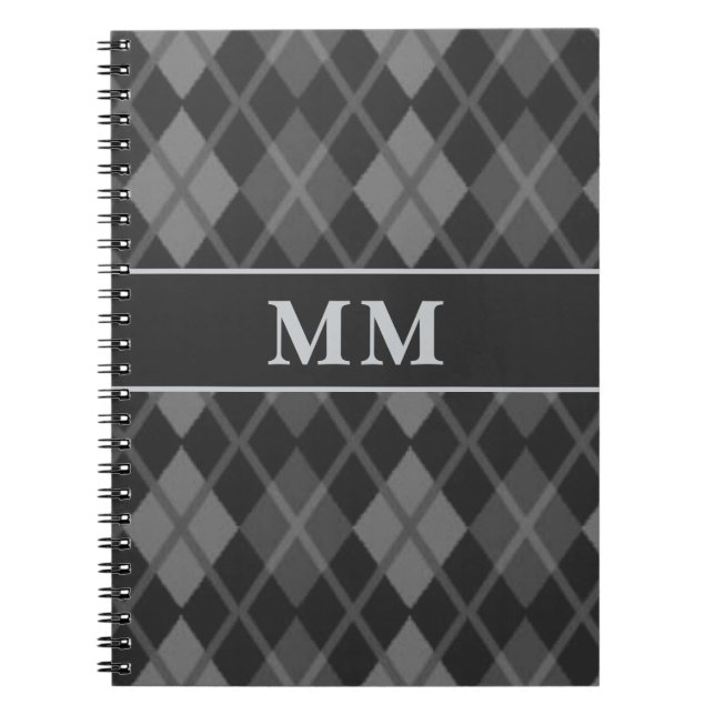 Carnet Jacquard noir Monogramme initial (Devant)