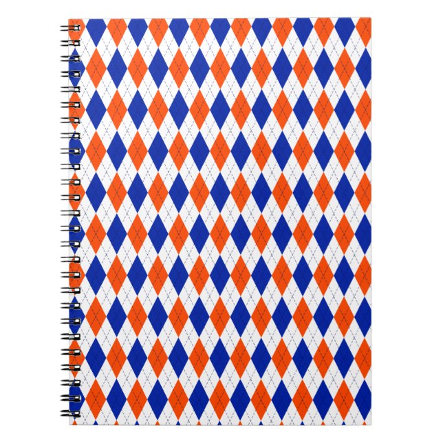 Carnet Jacquard orange et bleu diamant (Devant)