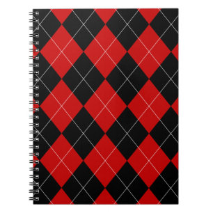 Carnet Jacquard preppy Tartan Diamond Plaid Rouge Noir