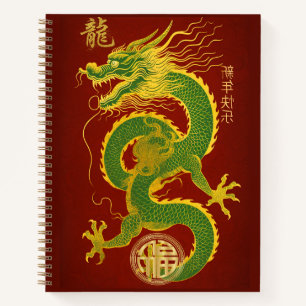 Carnet Jade Green et Gold Année du Dragon Lucky