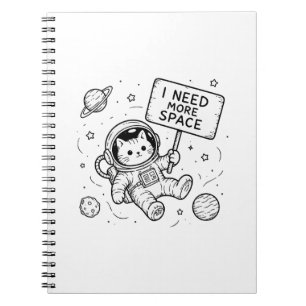 Carnet J'ai Besoin De Plus D'espace Drôle Chat Astronaute