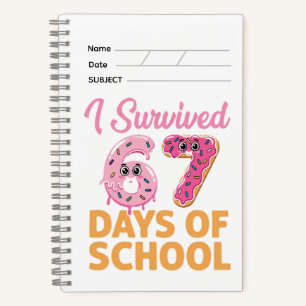 Carnet J'ai survécu à 67 jours d'école Funny Donut