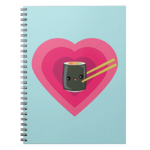 Carnet J'aime le petit pain de sushi de Kawaii de sushi