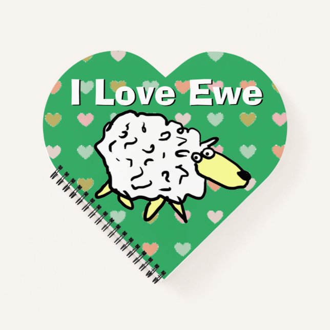 Carnet J'Aime L'Ewe. Drôle Mouton Image et message d'amou (Devant)