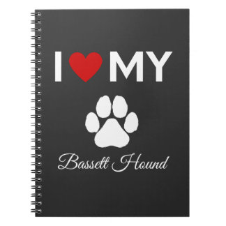 Carnet J'aime mon chien Bassett Hound texte personnalisé