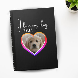 Carnet J'aime mon chien Coeur Photo Nom de l'animal