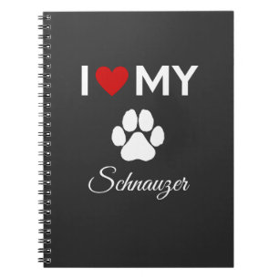 Carnet J'aime mon chien Schnauzer texte personnalisé