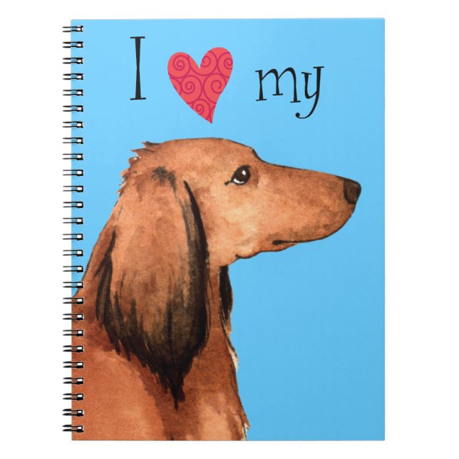 Carnet J'aime mon Dachshund aux cheveux longs (Devant)