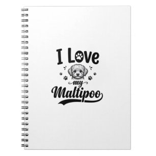 Carnet J'aime mon design de chien gravure vintage Maltipo